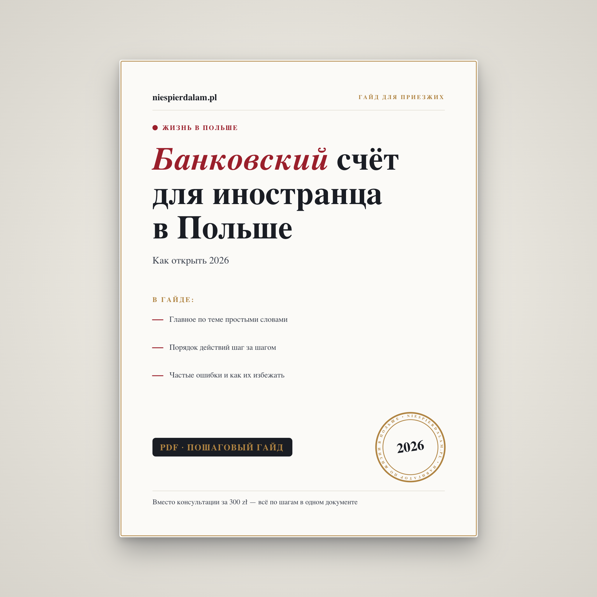 Банковский счёт для иностранца в Польше