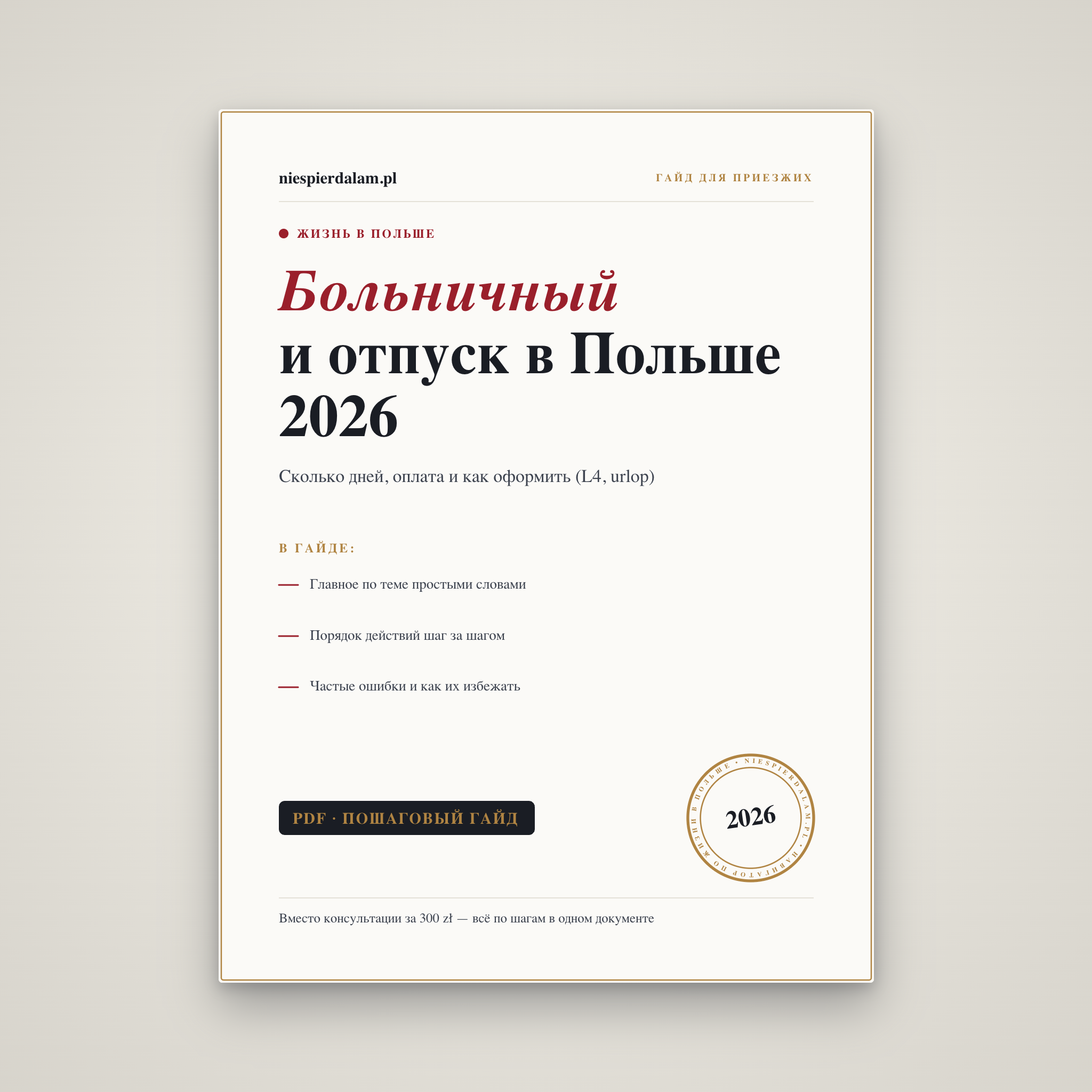 Больничный и отпуск в Польше: права работника