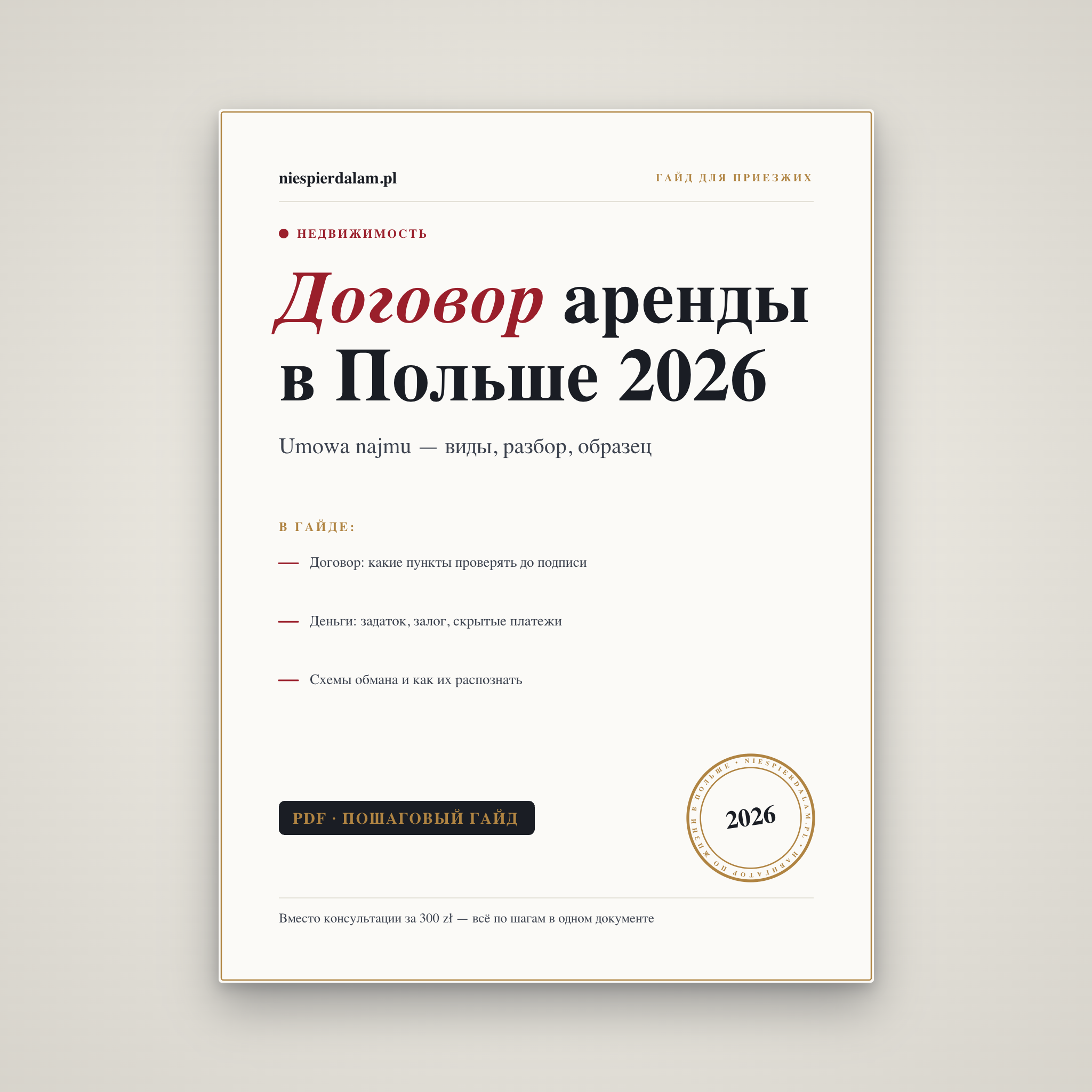 Договор аренды жилья в Польше (umowa najmu): разбор и образец