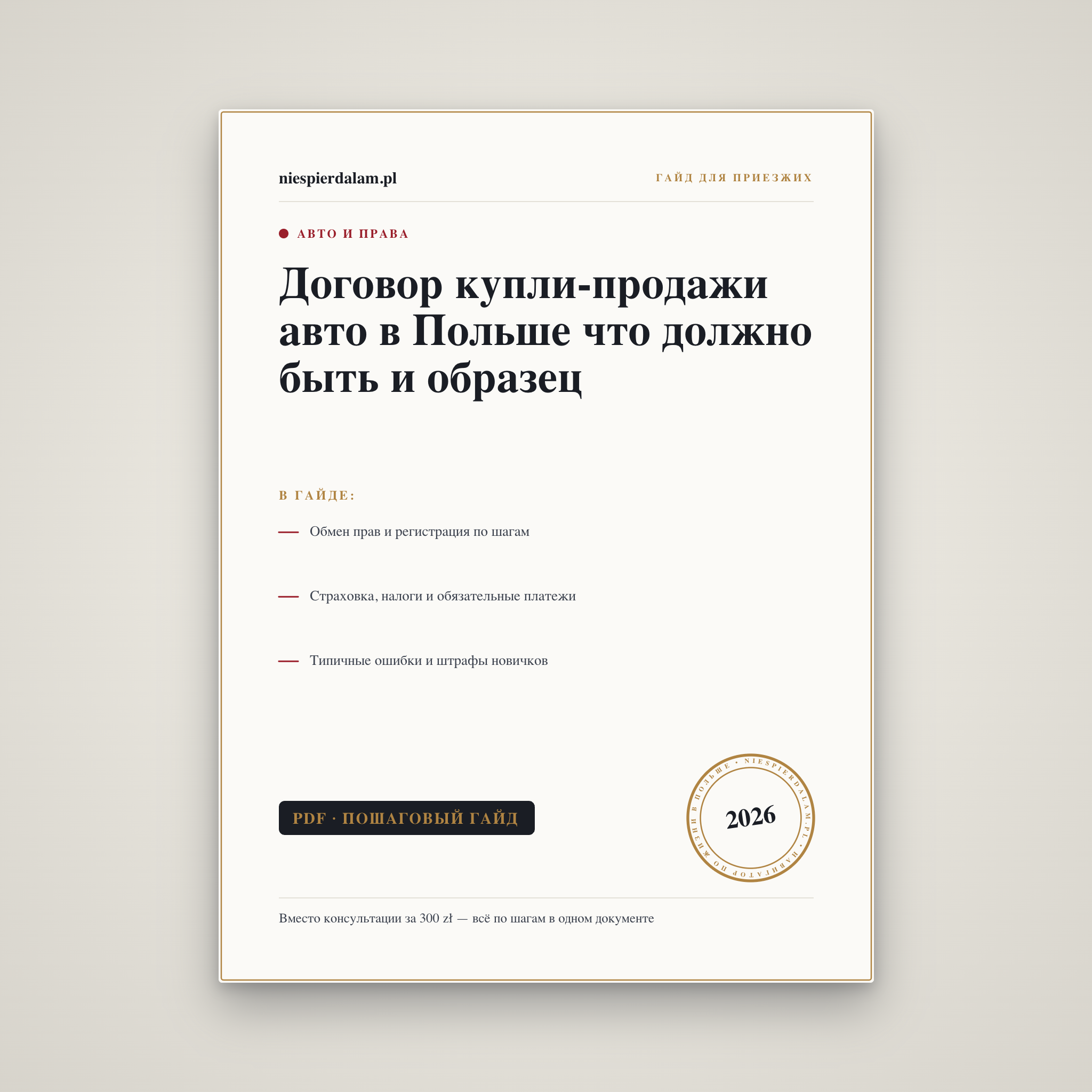 Договор купли-продажи авто (umowa kupna-sprzedaży): как оформить