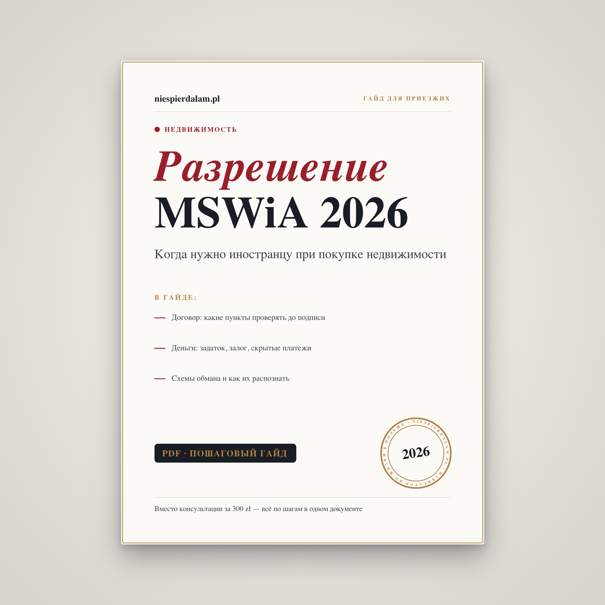 Разрешение MSWiA на покупку недвижимости иностранцем