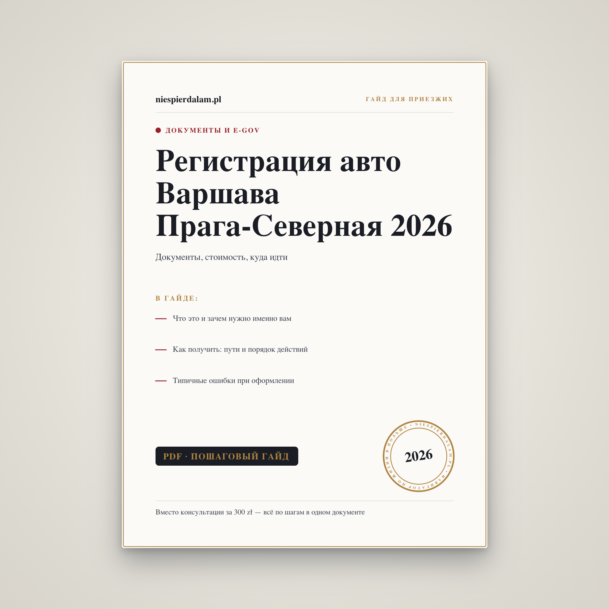 Регистрация авто Варшава Прага-Северная: документы, стоимость, куда идти