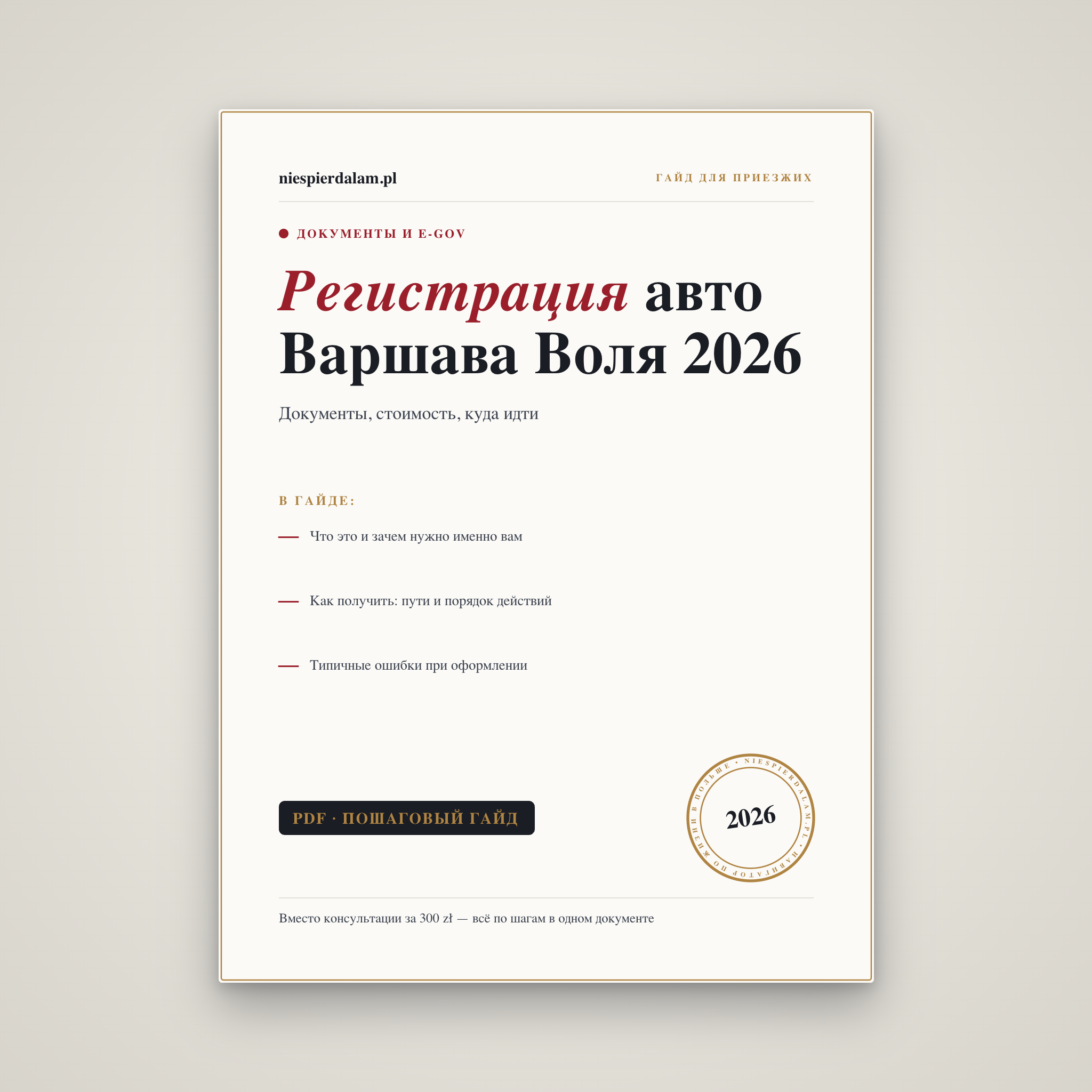 Регистрация авто Варшава Воля: документы, стоимость, куда идти
