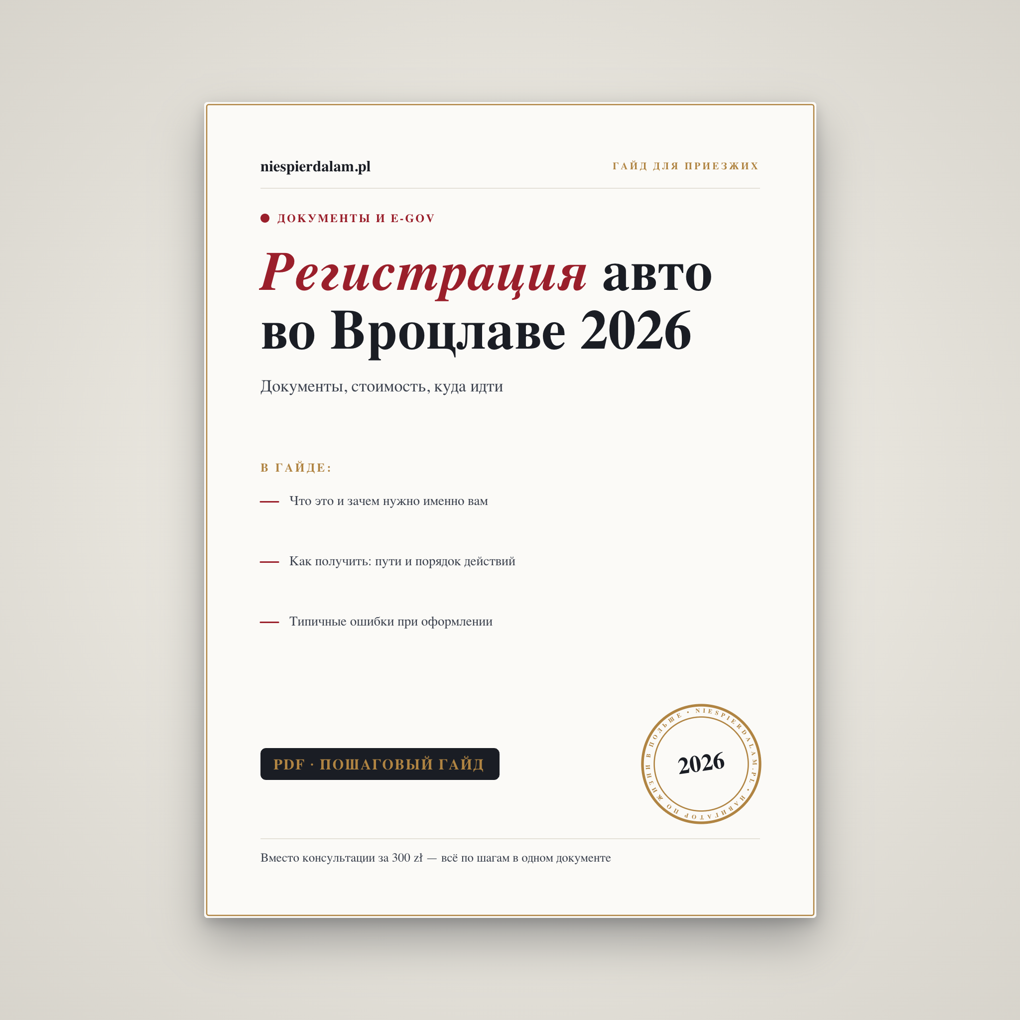 Регистрация авто во Вроцлаве: документы, стоимость, куда идти