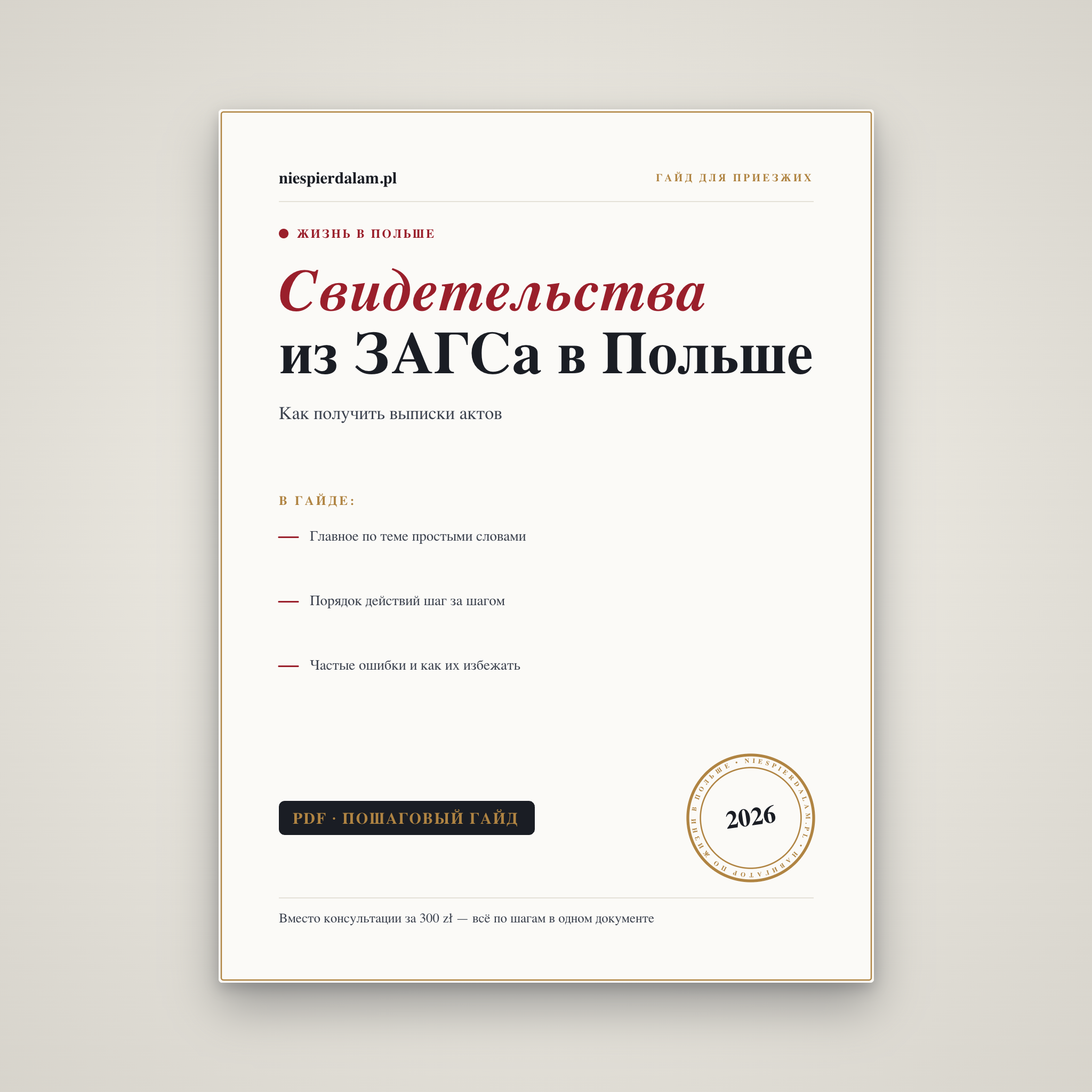 Свидетельства из ЗАГСа в Польше: рождение, брак, смерть